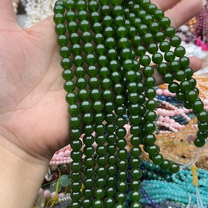 玛瑙/玉髓未镶嵌珠宝半成品一条8mm碧玉