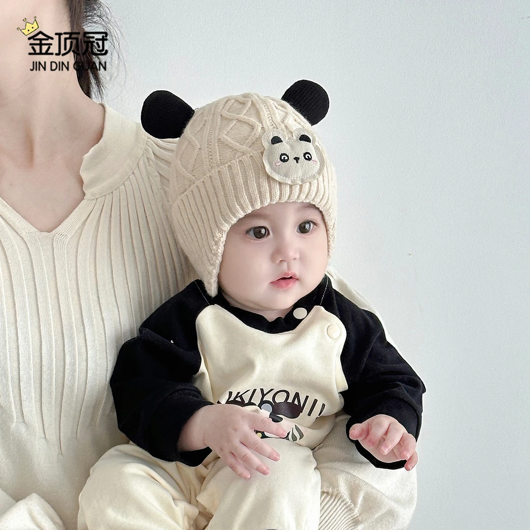 婴儿帽子秋冬季可爱超萌男女宝宝套头针织毛线帽子韩版护耳保暖帽
