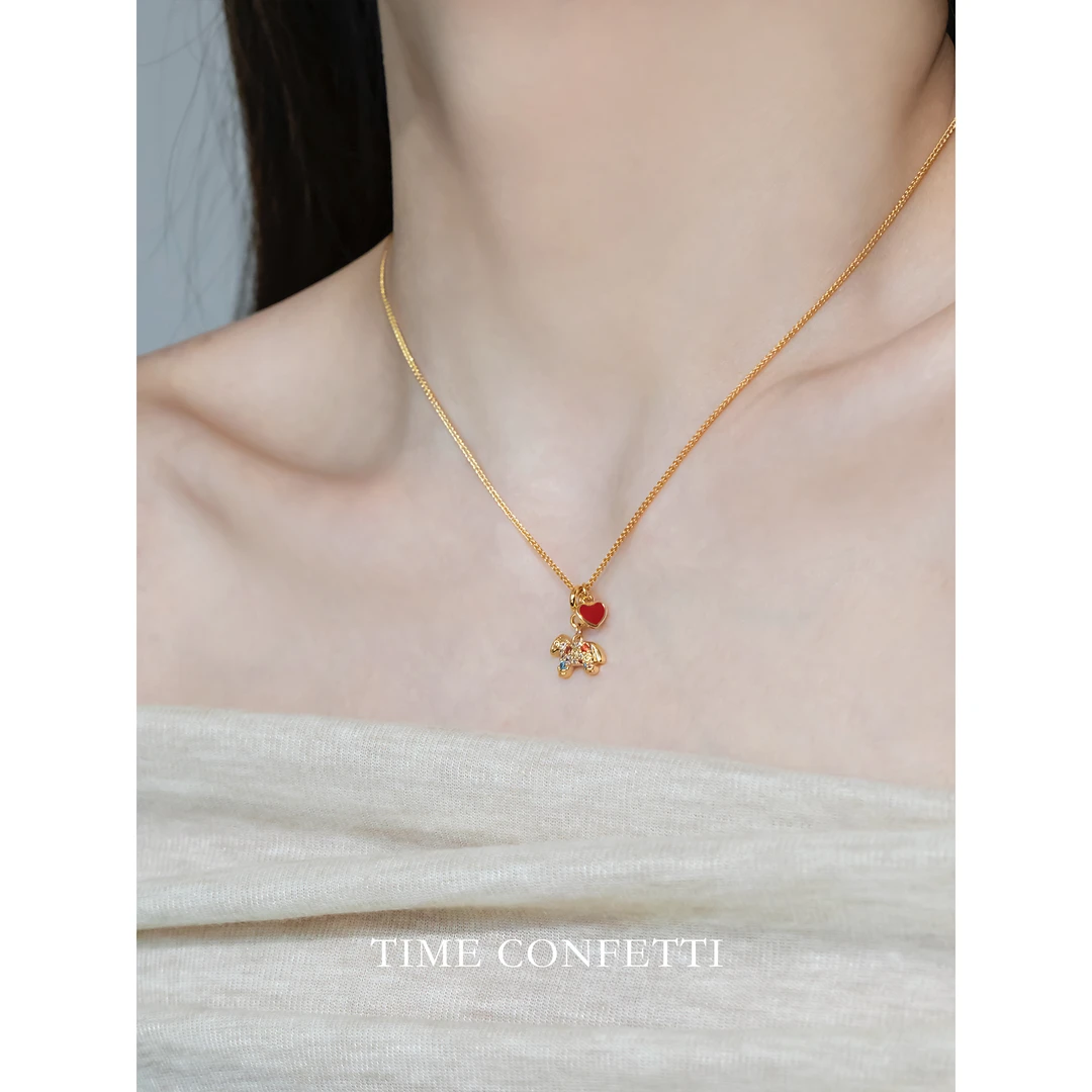 黄铜项链 镀K金【孙二娘】爱心小马-气质百搭项链TC 10921