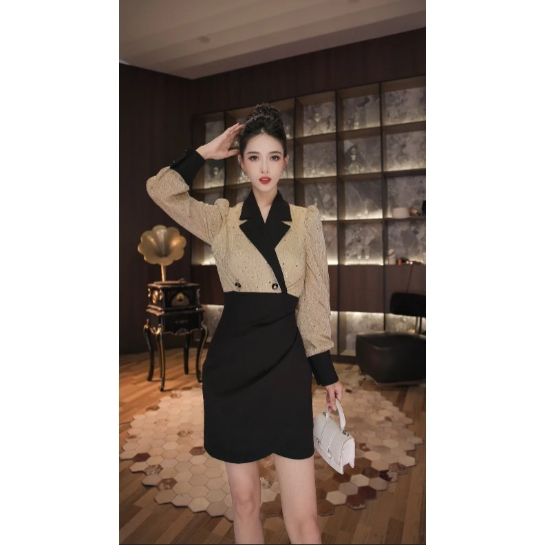 【岑岑专属】国内设计师品牌 时尚显瘦法式性感气质名媛连衣裙51093