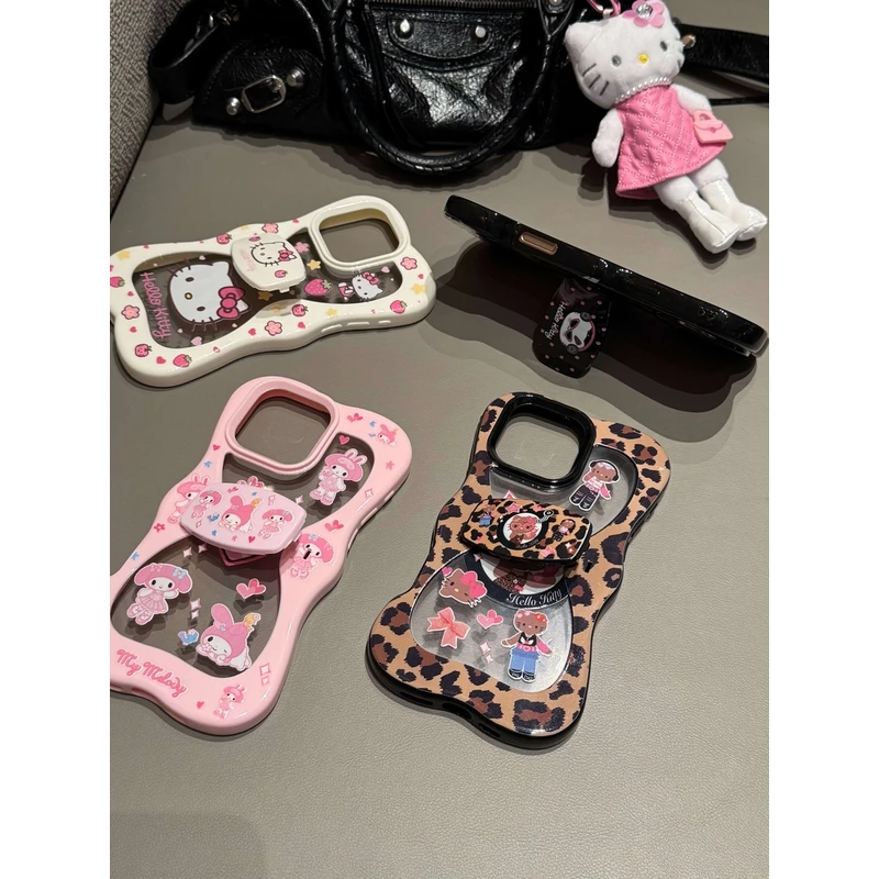 可爱星星美乐蒂蝴蝶结支架壳适用苹果16/15/14/13全包防摔手机壳