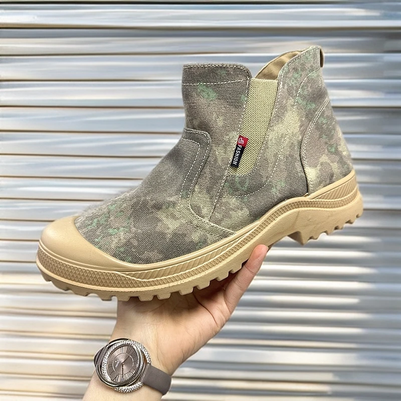 男鞋高帮鞋帆布鞋男帆布靴子男马丁靴防沙鞋子男士劳保鞋男款靴子