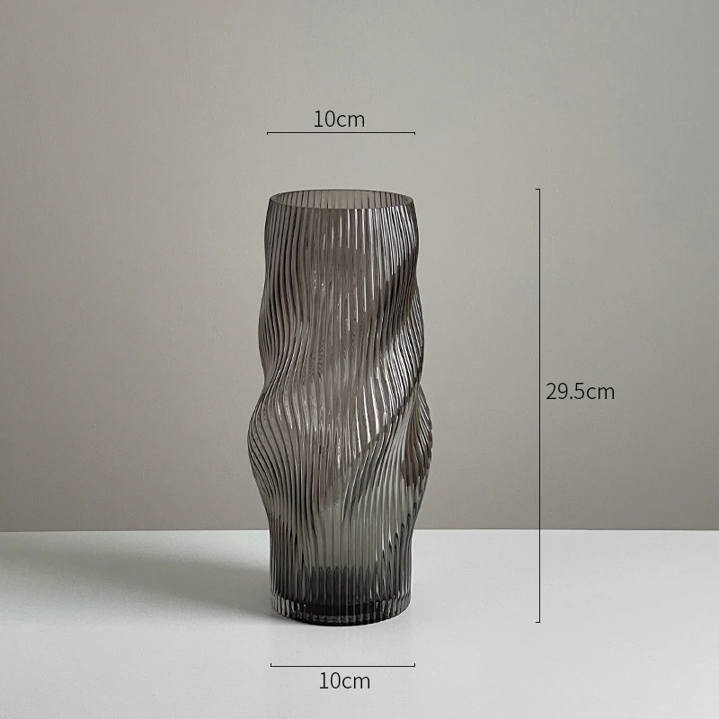【直播间餐桌款花瓶】烟灰色手工玻璃花瓶高级氛围感家居花瓶百搭