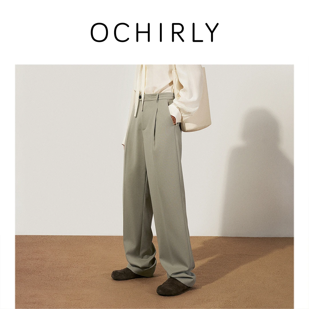 【商场同款】OCHIRLY欧时力 纯羊毛精纺西装长裤裤子直筒25夏季新款