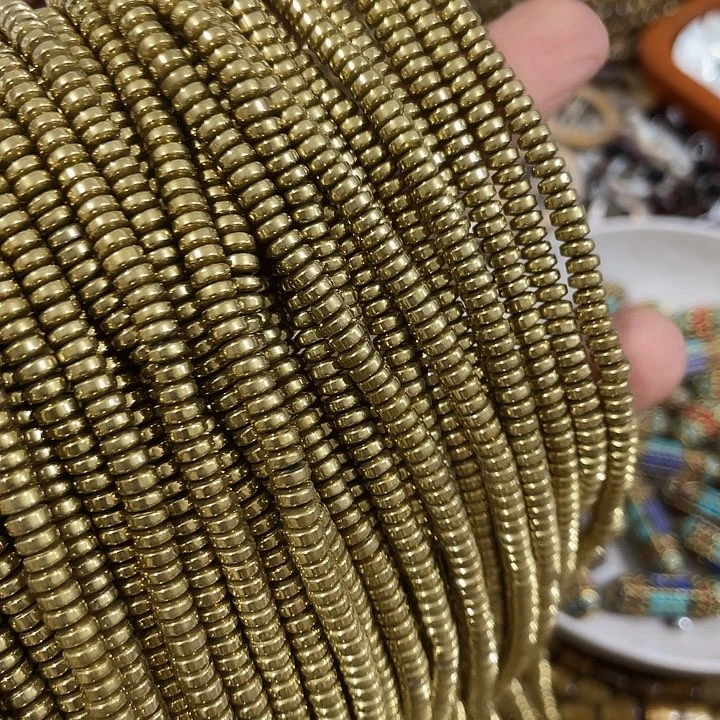 玛瑙/玉髓合金珠宝半成品3条4mm金色隔片