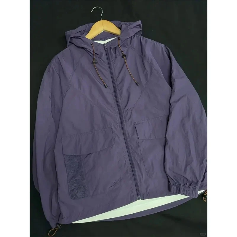 紫色防晒衣男女夏季薄款户外UPF50+防紫外线皮肤衣情侣防晒服外套