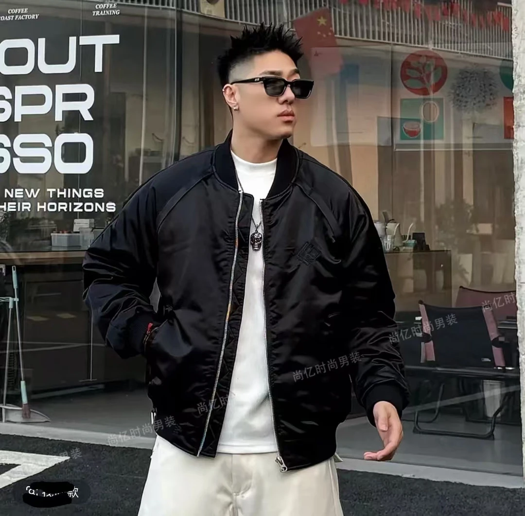 【HZ】秋冬新款潮牌复古飞行夹克90白鸭绒羽绒男女款外套8836