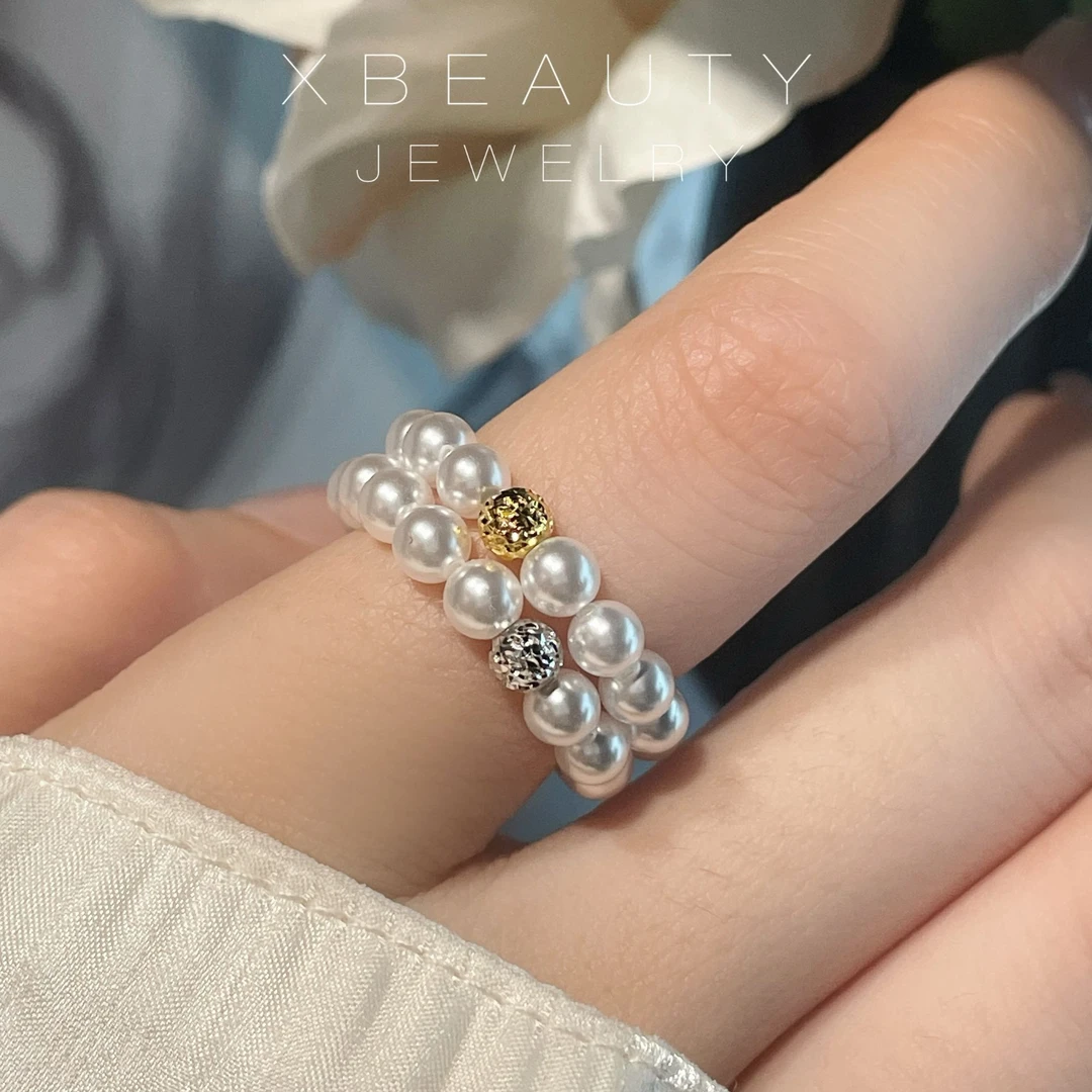 925银戒指 【碎冰冰】s925银闪珠切割轻奢气质时尚小米珠戒指