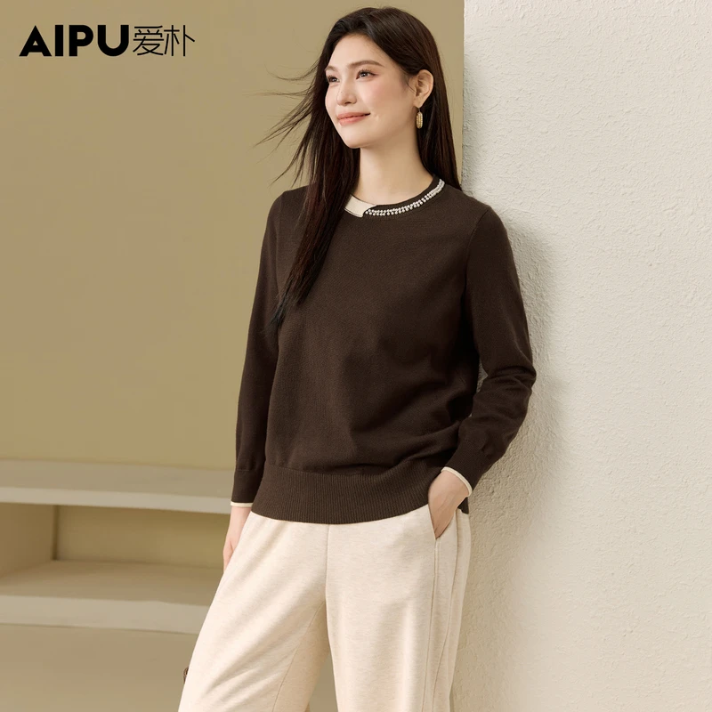 16237爱朴大码女装2025冬季新款时尚简约洋气减龄遮肉显瘦针织衫