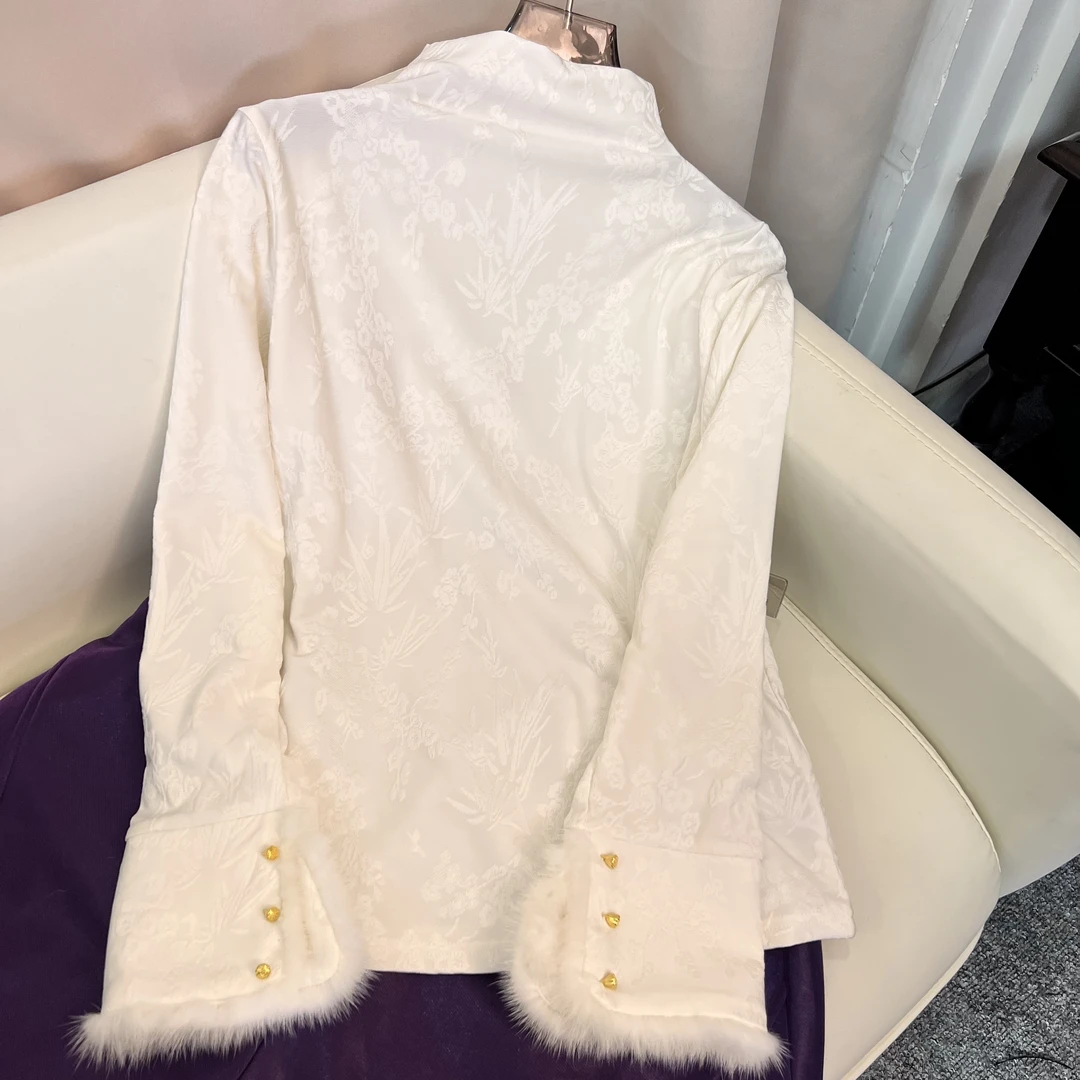 7182（加绒）新中式女装 国风打底衫 高领中式打底衫女内搭