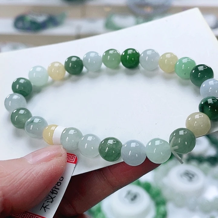 翡翠未镶嵌手链天然翡翠手链7.6mm