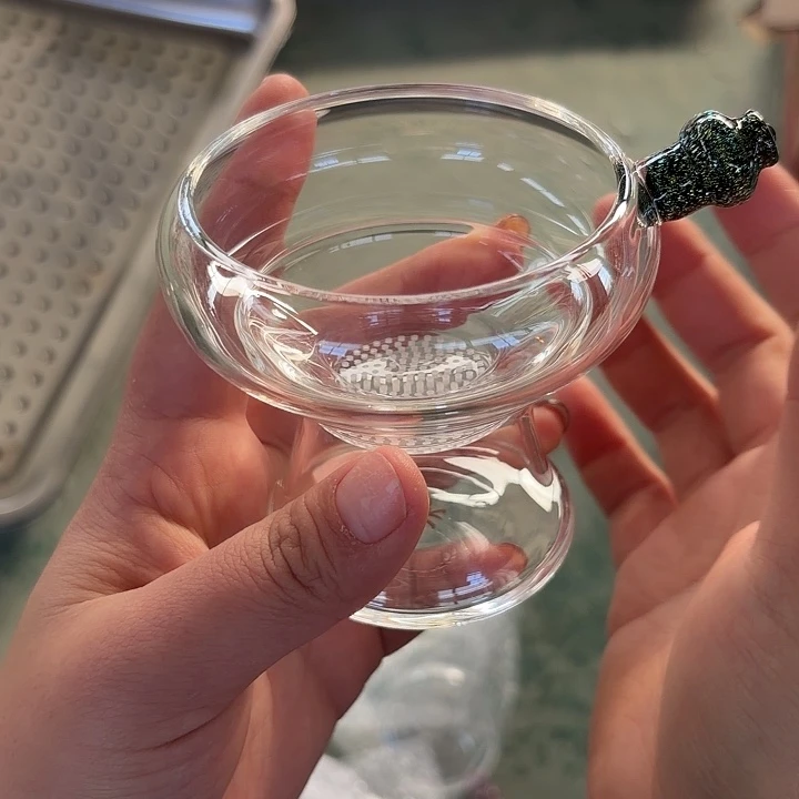 玻璃茶器茶漏黑金