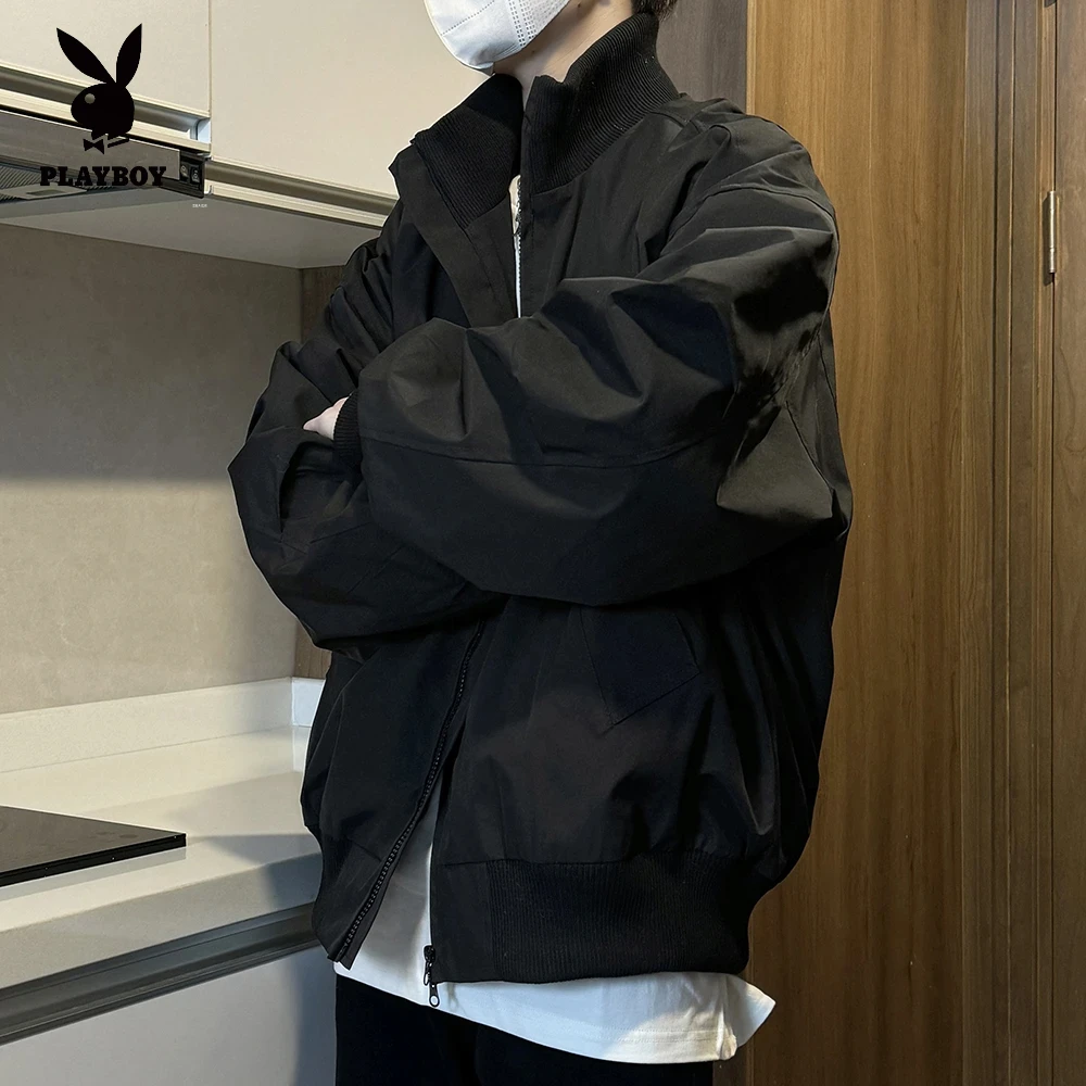 花花公子2025痞帅棒球服男秋季外套男生春秋百搭宽松工装飞行夹克