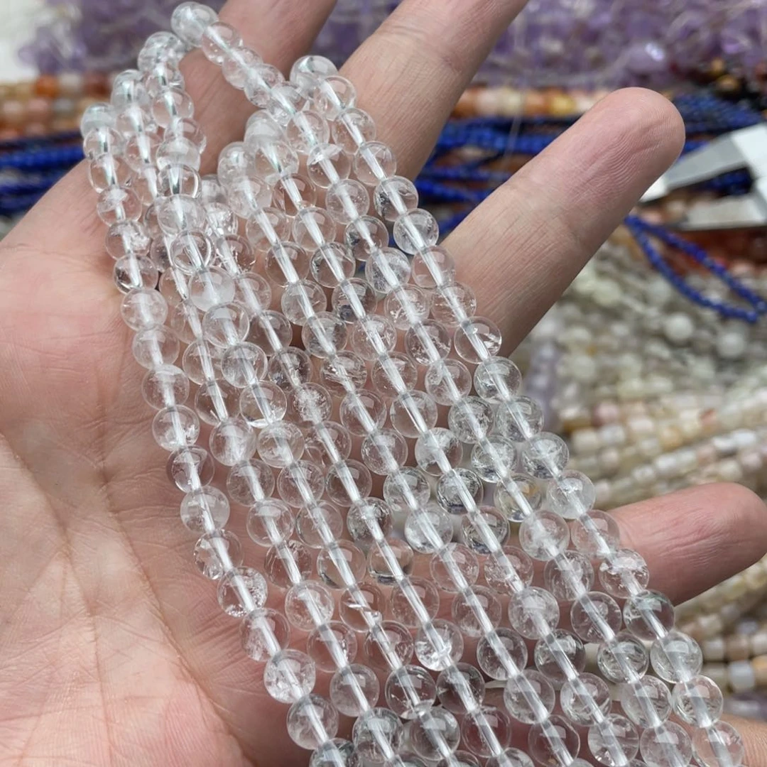 玛瑙/玉髓珠宝半成品未镶嵌一条装6mm白水圆珠