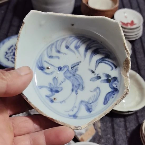 瓷片青花影青杯垫学习标本