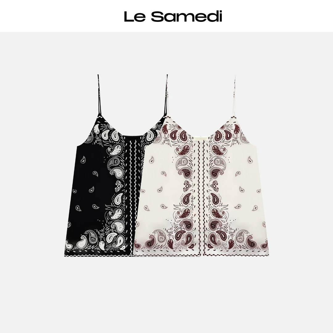 Le Samedi【佩斯漫步】静奢真丝 波嬉风腰果纹印花吊带背心