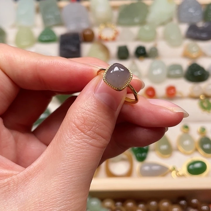 和田玉戒指银S925镶嵌