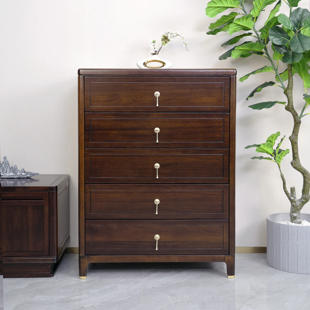 （大利家具）009-J1号五斗柜黑檀木高端奢华 福利款收纳柜新中式储