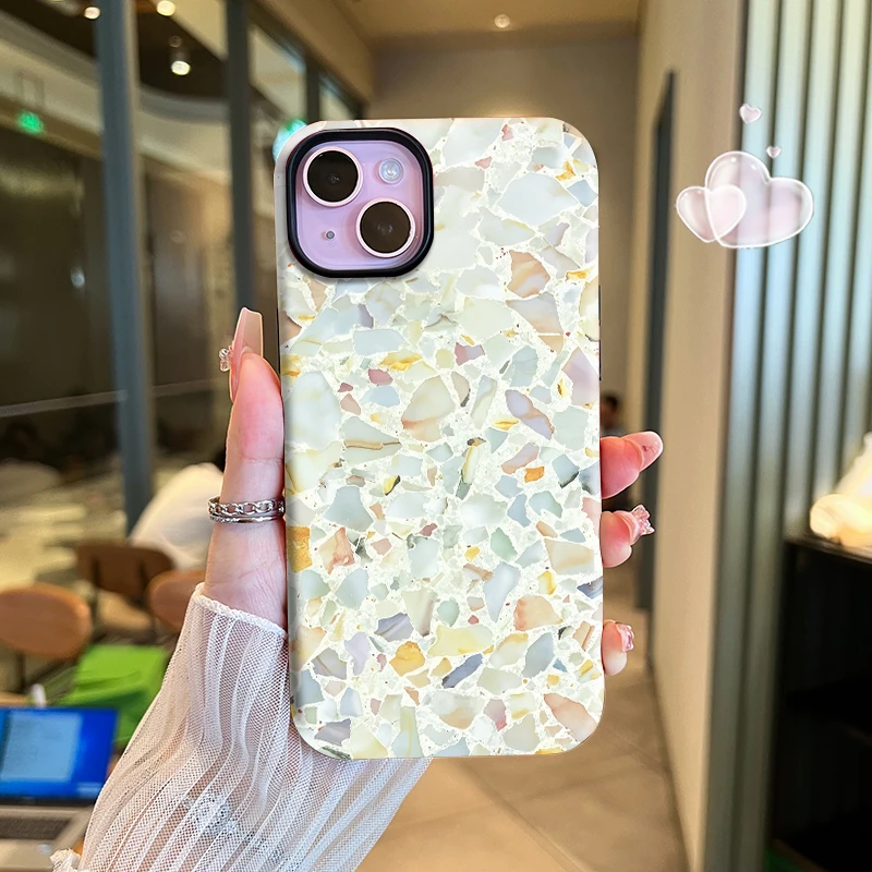 油画风贝壳纹理高颜值二合一菲林手机壳高质感磨砂防摔保护