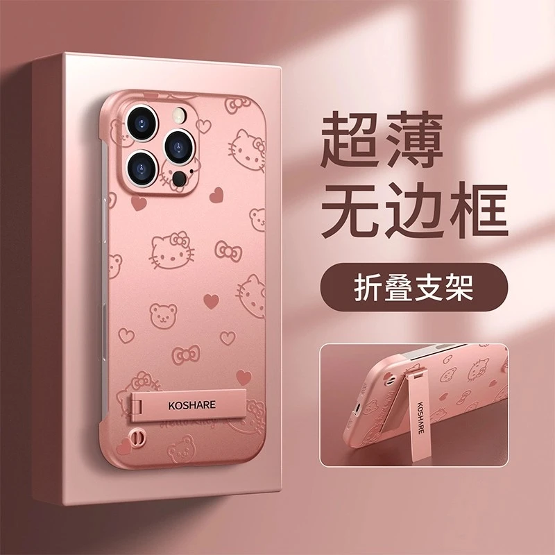 适用夏季蝴蝶结kt猫苹果16无边框手机壳女华为vivo小米oppo新品