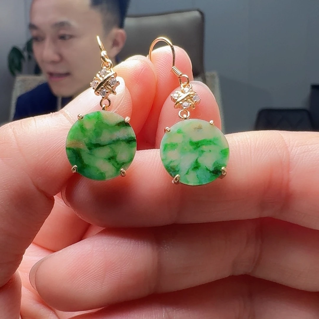翡翠银S925镶嵌耳饰多样性发货其一