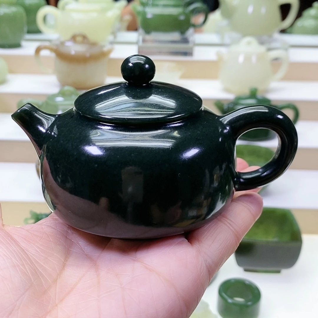 和田玉未镶嵌挂件茶壶170ml