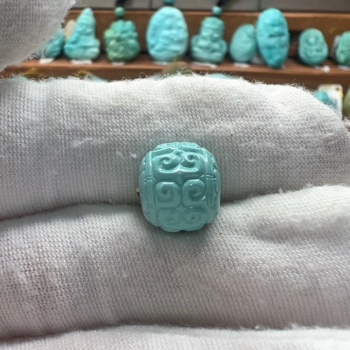 绿松石未镶嵌回纹珠11mm