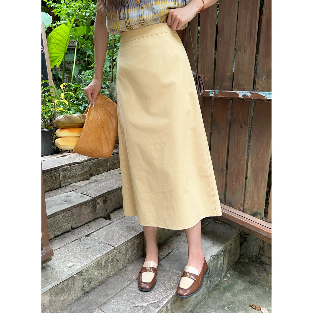 温舒敏【温柔泡泡】温柔风a字中长裙高腰半身裙MH2025013