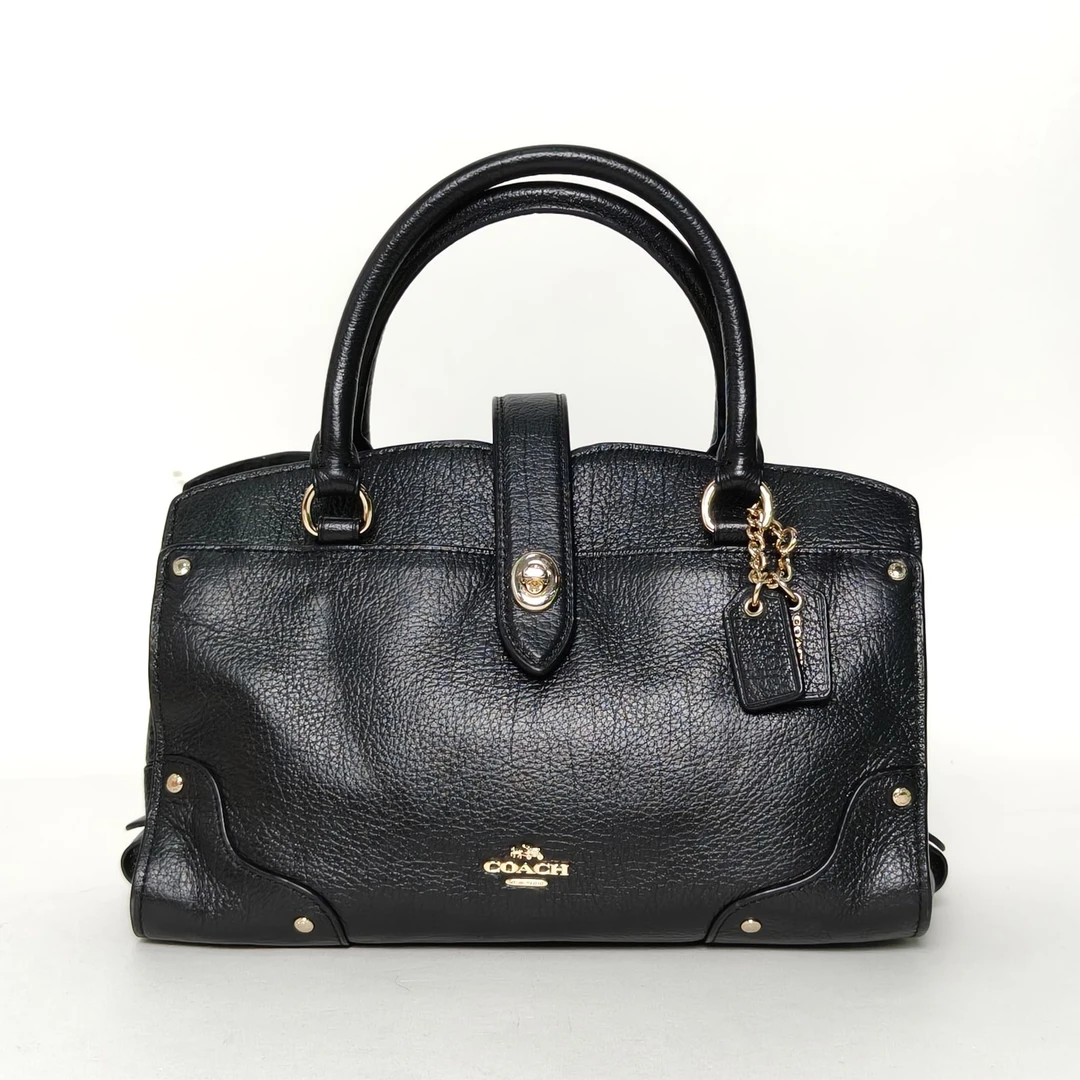 95新 COACH/蔻驰 小花Jerry活动 黑色 皮革C 单肩包