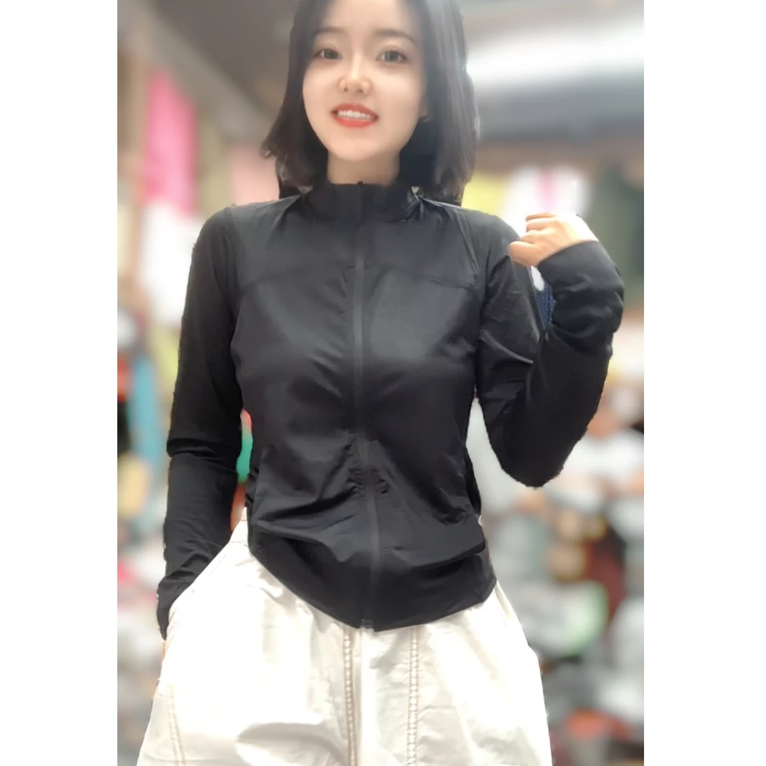 女士修身立领透气薄款夏季防晒衣瑜伽运动上衣