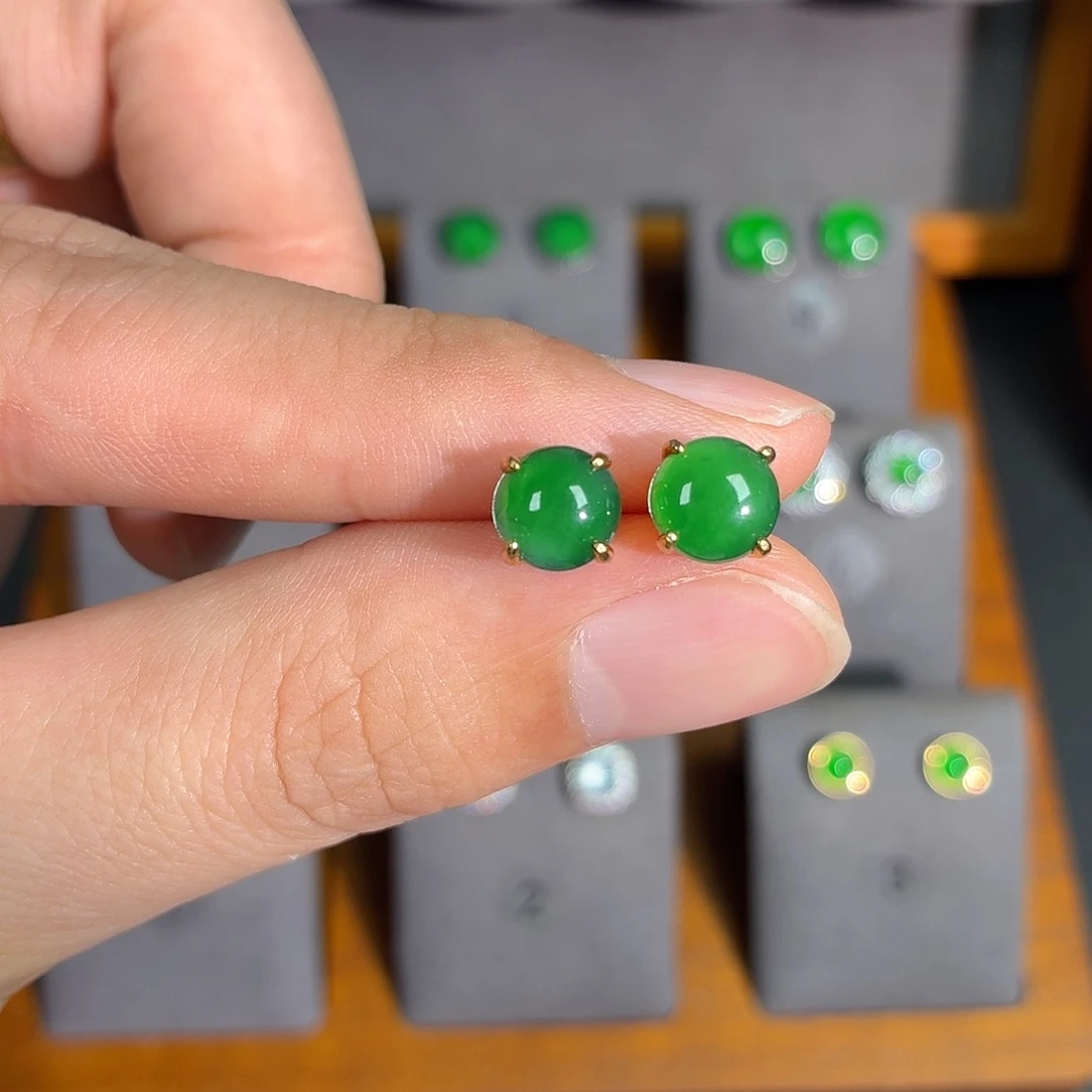 翡翠银S925镶嵌耳饰耳饰