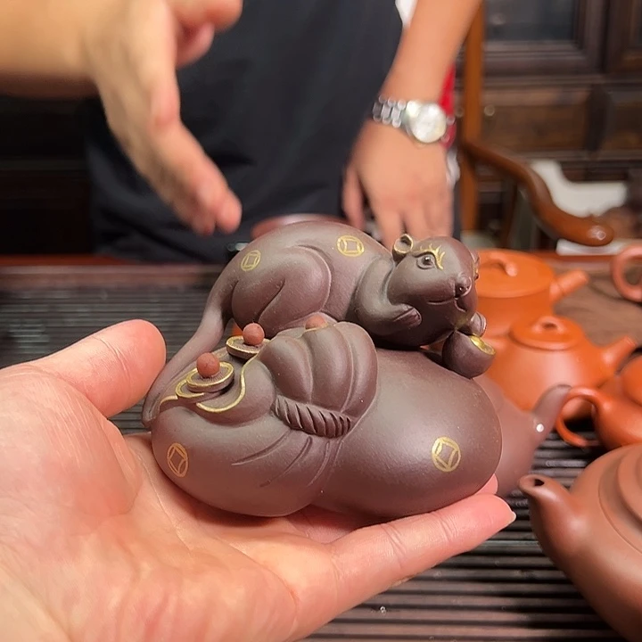 茶壶紫砂紫泥 鼠来宝