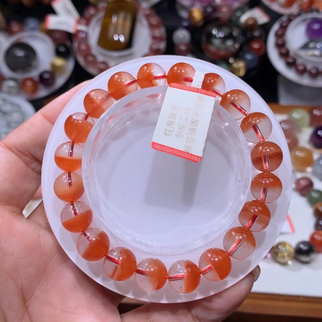 未镶嵌手链水晶红兔毛聚宝盆9.8mm