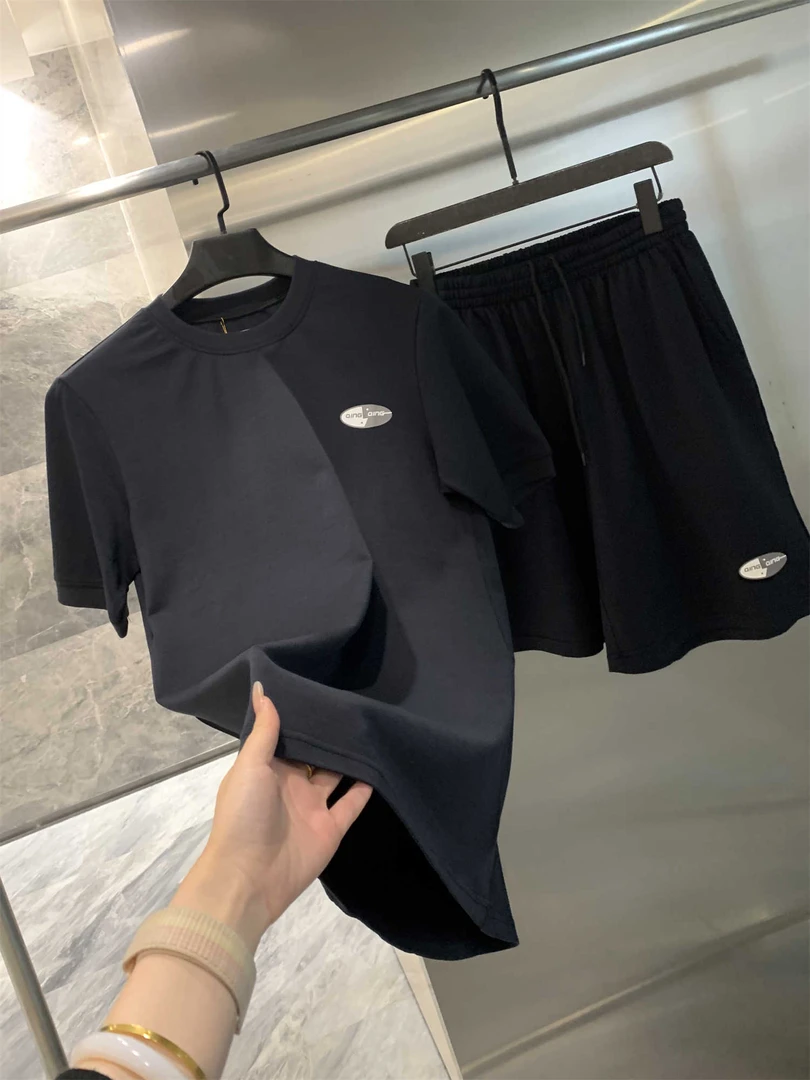 走北美！大捡漏！琎口定织100棉！夏季短袖+短裤套装男