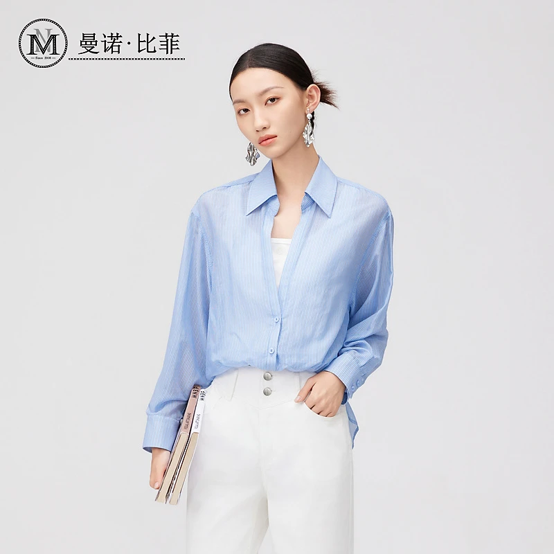 翻领直筒衬衫上衣假两件MFES124305