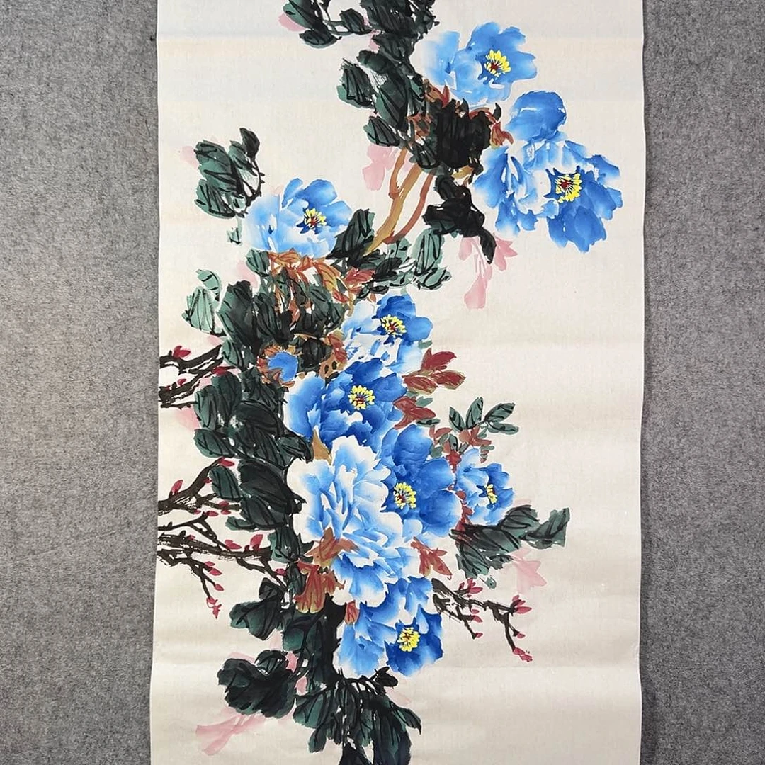 国画035 花鸟在树丛的顶端鸣叫叫声响