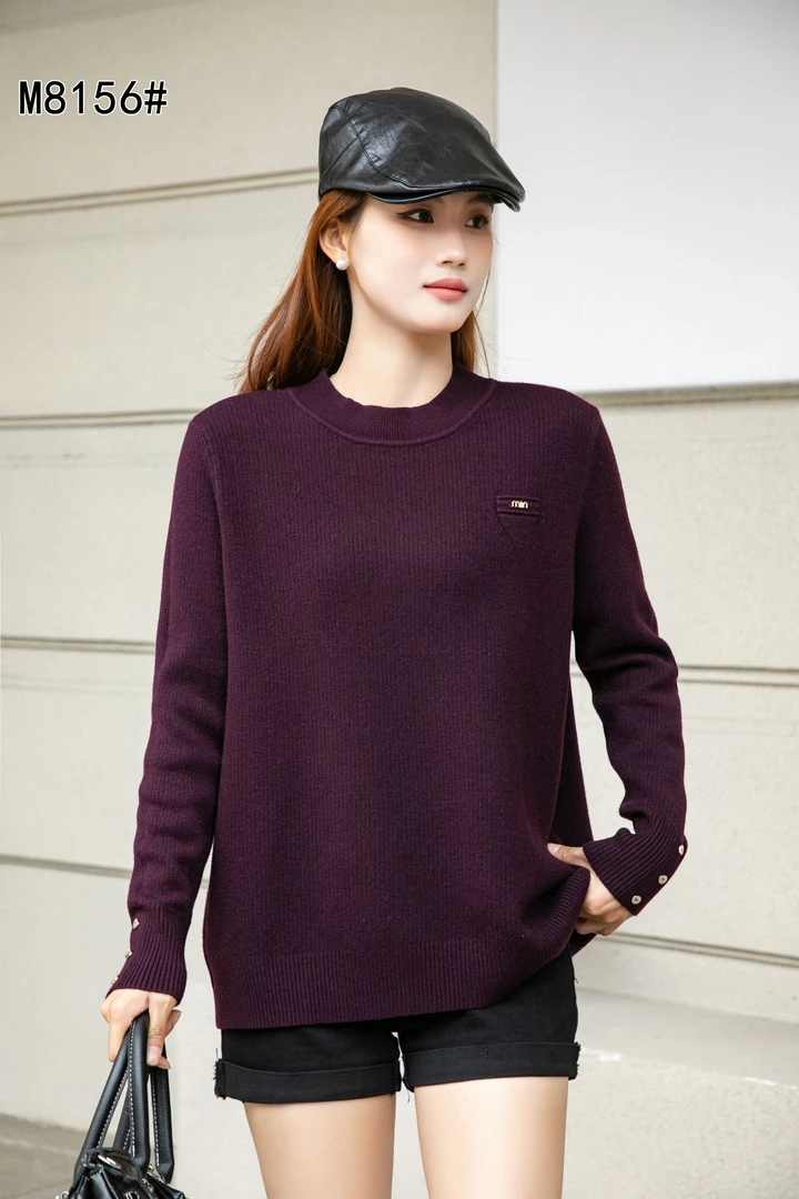 风之信秋冬一体绒袖子钉扣保暖打底毛衣8156