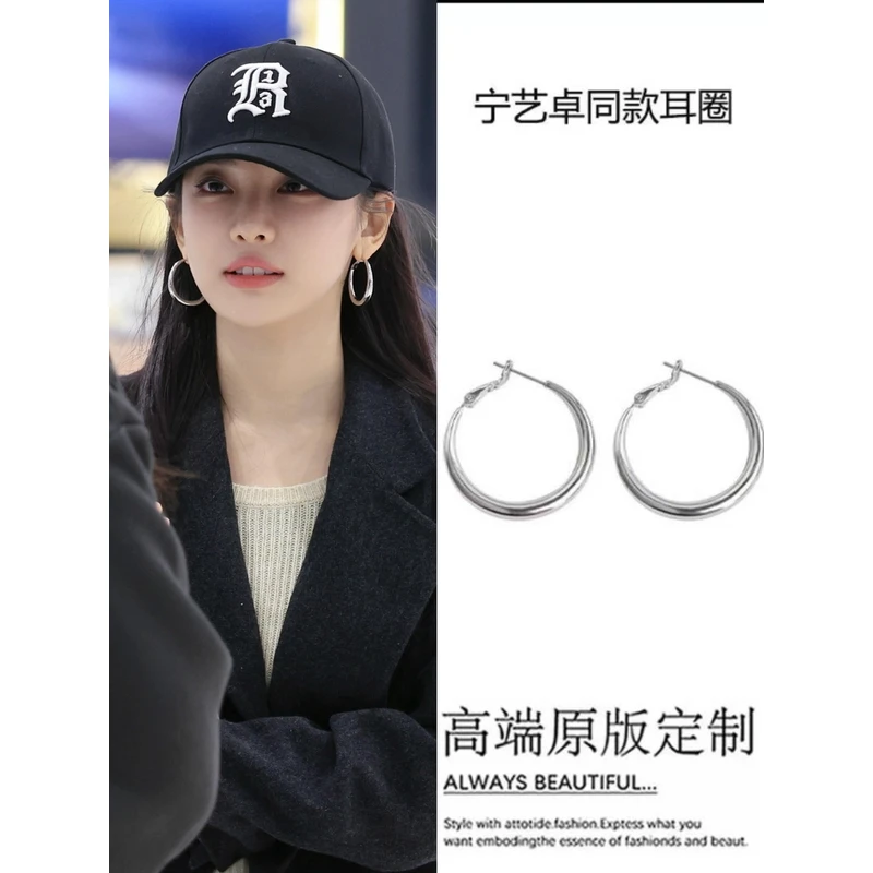 925银耳饰 耳畔圆舞曲！明星同款金属冷淡风耳环女小众时尚耳钉夸