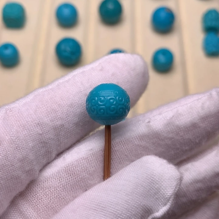 绿松石未镶嵌绿松石回纹珠11.6