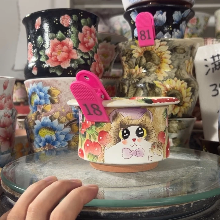 回***续景德镇手绘花盆满38包邮偏远地区除外