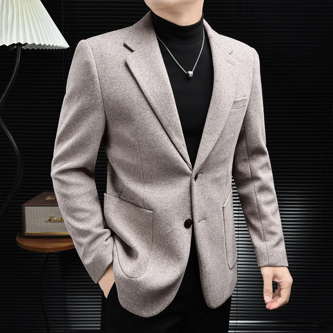 高奢毛呢休闲西装外套男款爆款2025新款秋冬高级感西服单件上衣男