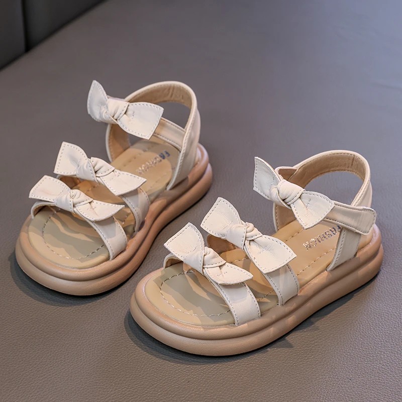 ABC女童凉鞋2025新款夏季儿童软底公主凉拖女孩蝴蝶结中大童洋气