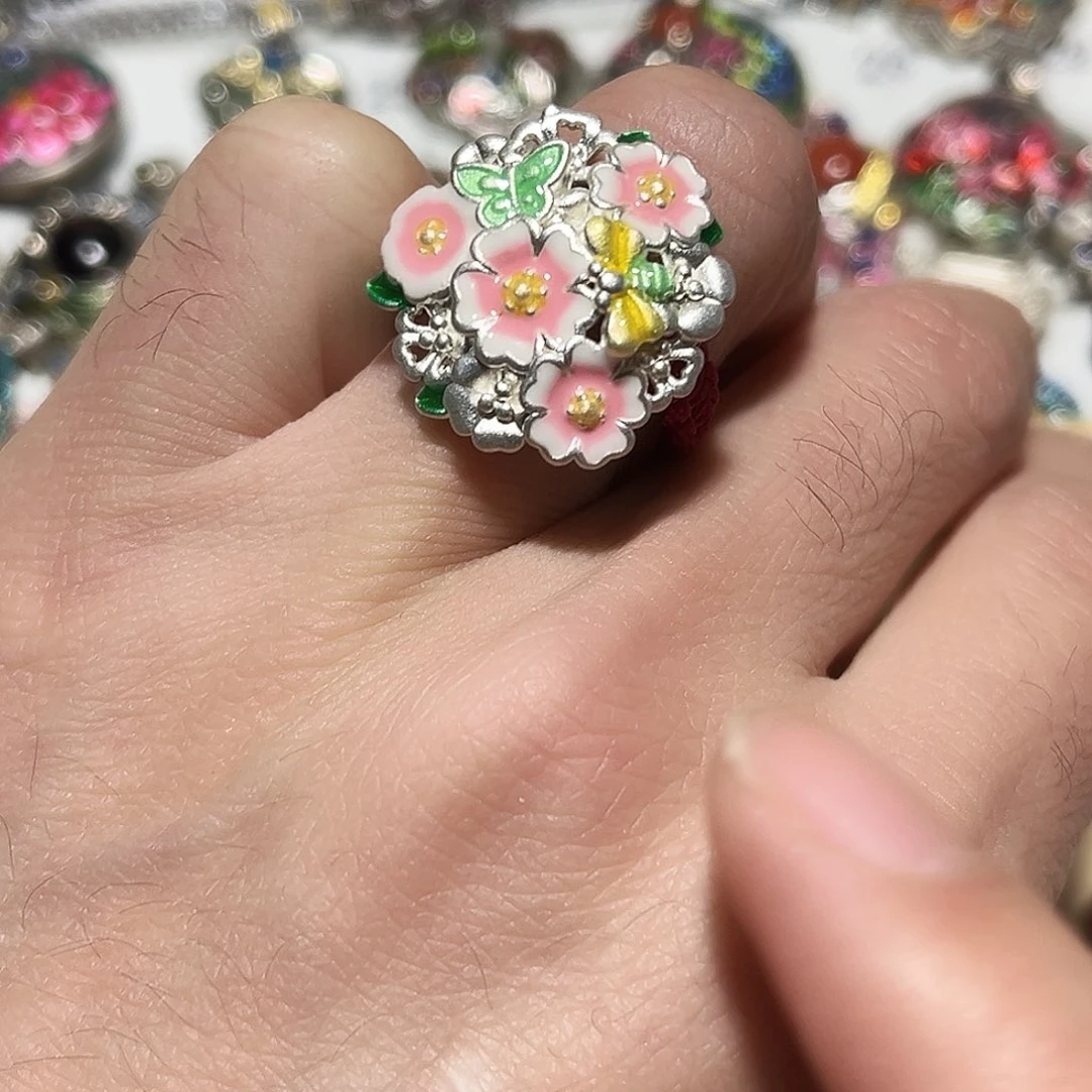 吊坠足银珐琅繁花似锦