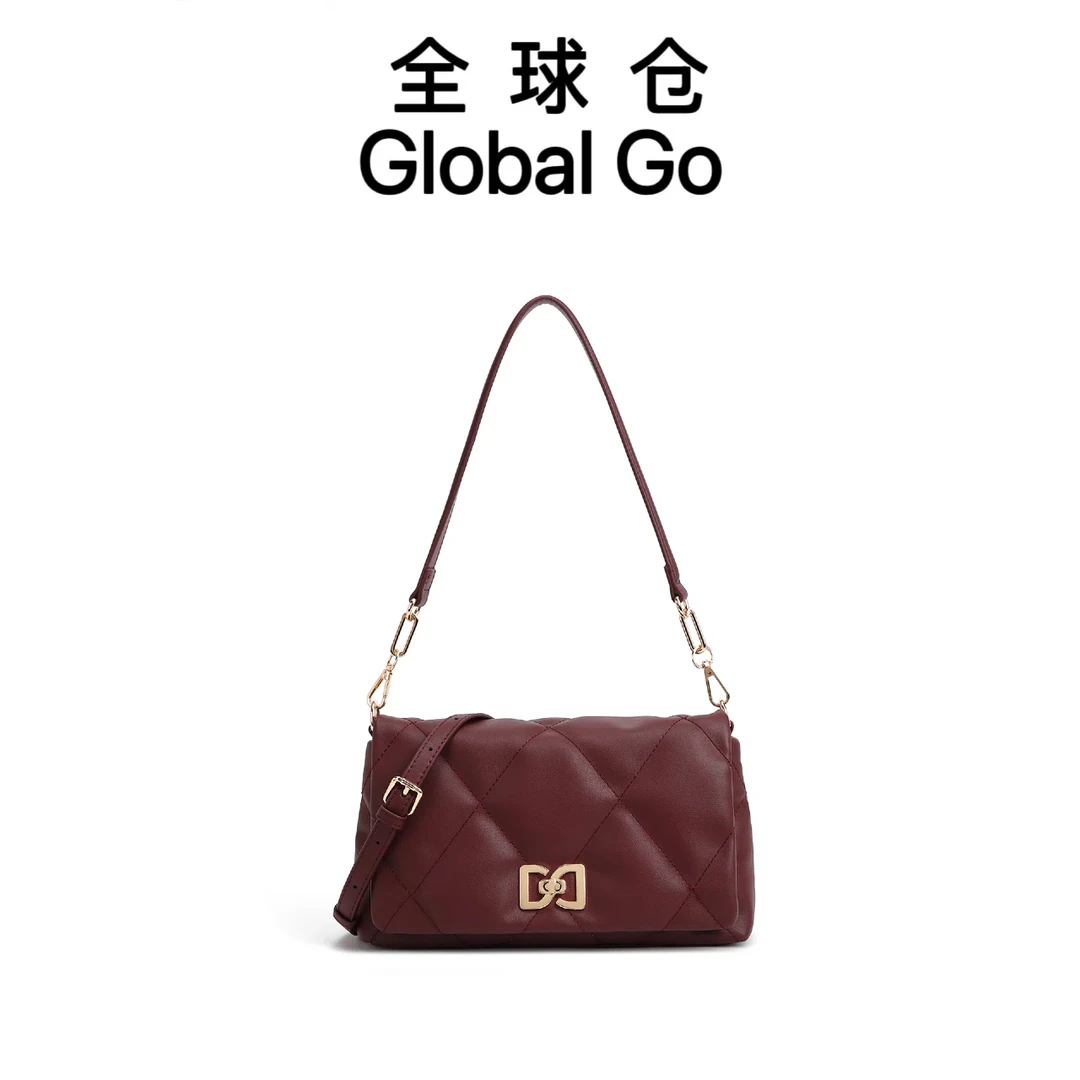 【全球仓Global Go】时尚潮流高级感酒红色单肩斜挎包