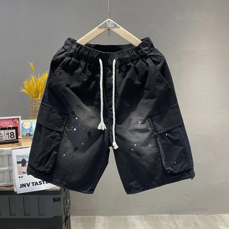 设计款做旧五分裤男多口袋2025夏季新款立体贴袋痞帅高街工装短裤