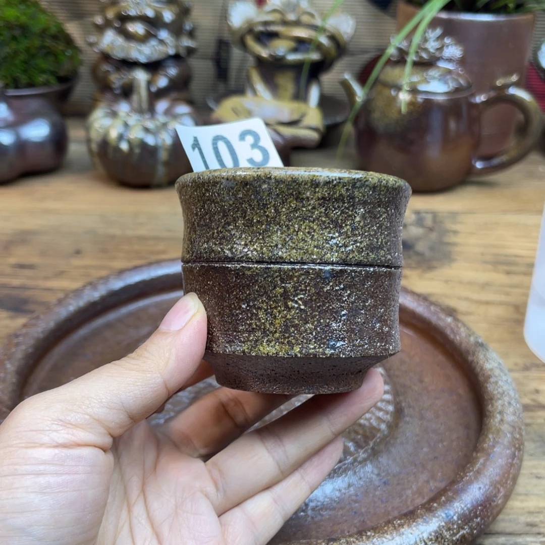 柴烧粗陶主人杯120