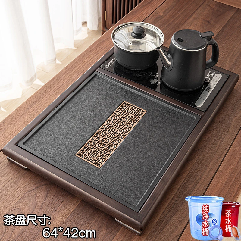 中式新中式一体全自动烧水茶盘套装石桌面茶托盘干泡茶桌
