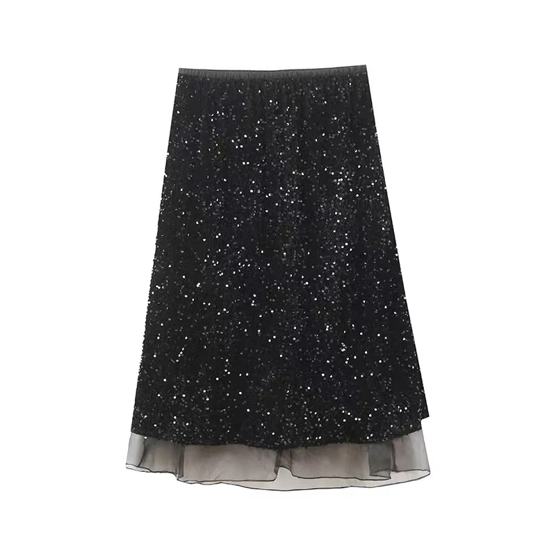 【锦衣服饰】9250百搭显瘦亮片半裙