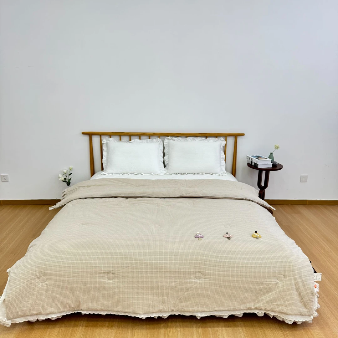 【春颂系列】高端色织全棉花边款 超柔软全棉春秋被大豆被一条