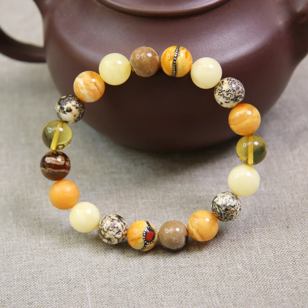 天然原矿琥珀蜜蜡全品无瑕收藏佳品蜜蜡多宝手串10mm➕